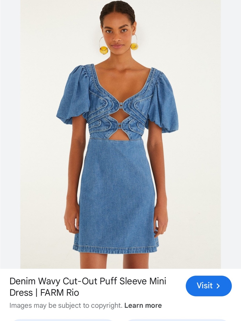 Farm Rio: DENIM LOOP MINİ DRESS - Picture 9 of 12